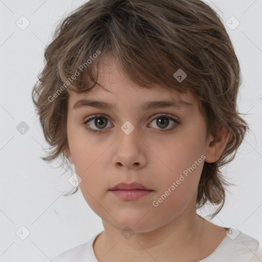 Neutral white child female with medium  brown hair and brown eyes