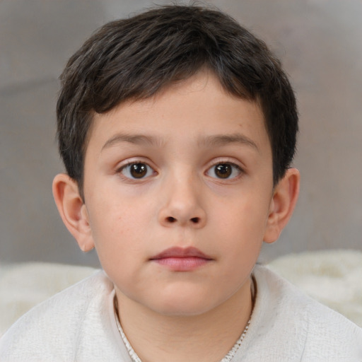 Neutral white child male with short  brown hair and brown eyes