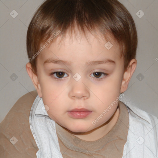 Neutral white child male with short  brown hair and brown eyes