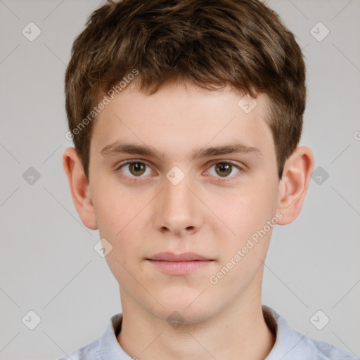 Neutral white child male with short  brown hair and brown eyes