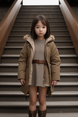 Korean child female with  brown hair