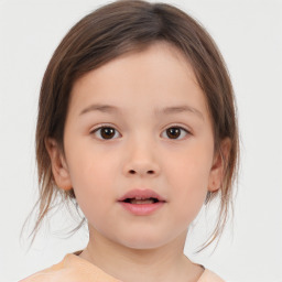 Neutral white child female with medium  brown hair and brown eyes