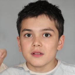 Neutral white child male with short  brown hair and brown eyes