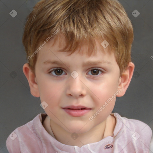 Neutral white child male with short  brown hair and brown eyes