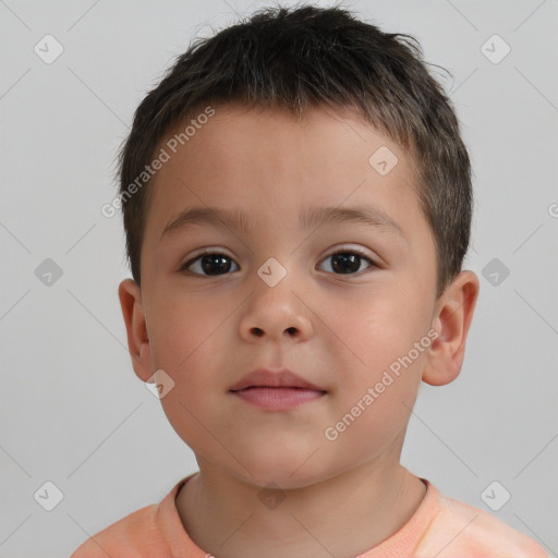 Neutral white child male with short  brown hair and brown eyes