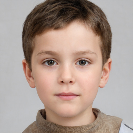 Neutral white child male with short  brown hair and brown eyes