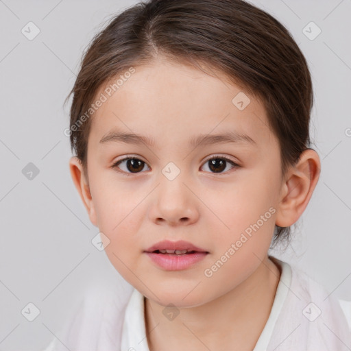 Neutral white child female with medium  brown hair and brown eyes