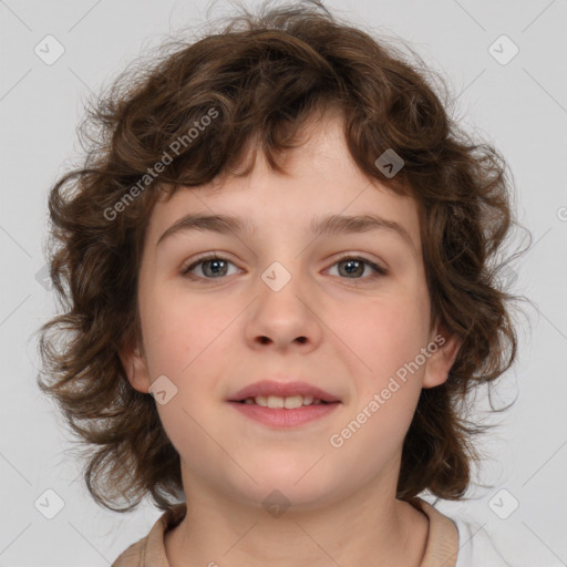 Neutral white child female with medium  brown hair and brown eyes