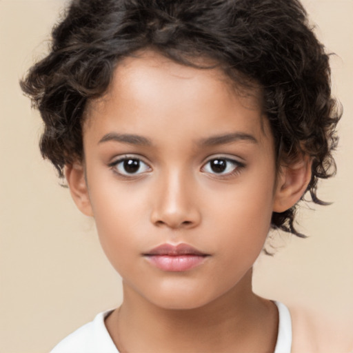 Neutral white child female with short  brown hair and brown eyes