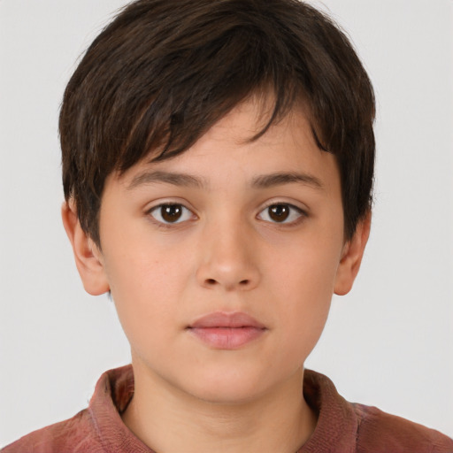 Neutral white child male with short  brown hair and brown eyes