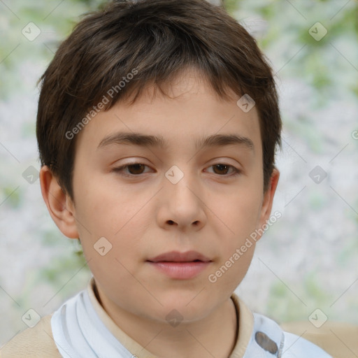 Neutral white child male with short  brown hair and brown eyes