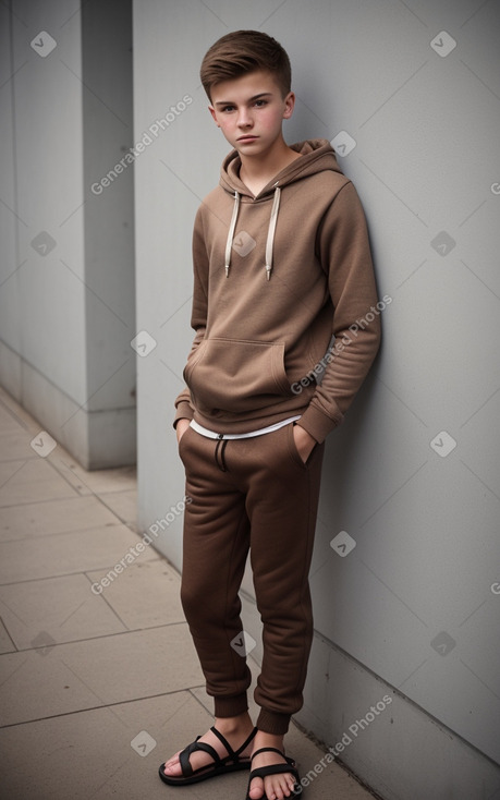 Polish teenager boy with  brown hair