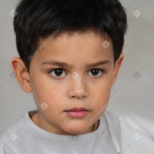 Neutral white child male with short  brown hair and brown eyes