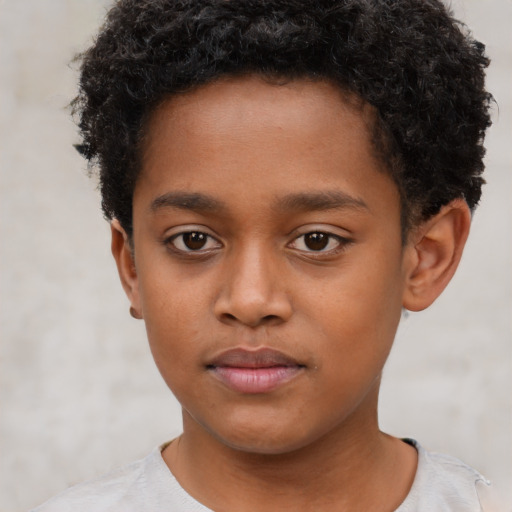 Neutral black child male with short  brown hair and brown eyes