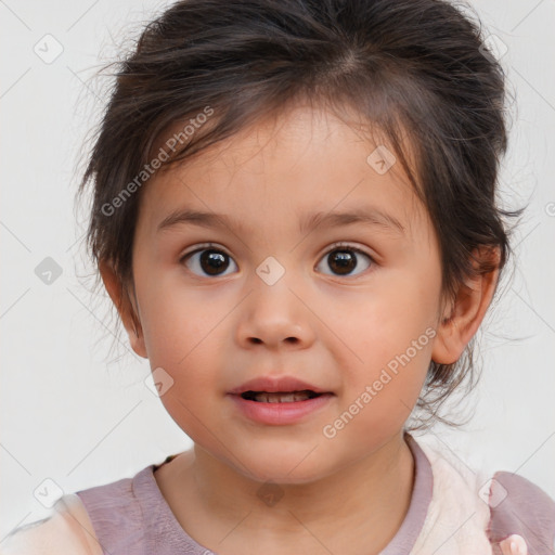 Neutral white child female with medium  brown hair and brown eyes