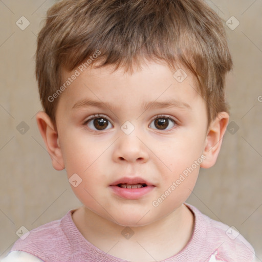 Neutral white child male with short  brown hair and brown eyes