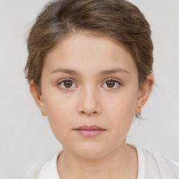 Neutral white child female with short  brown hair and brown eyes