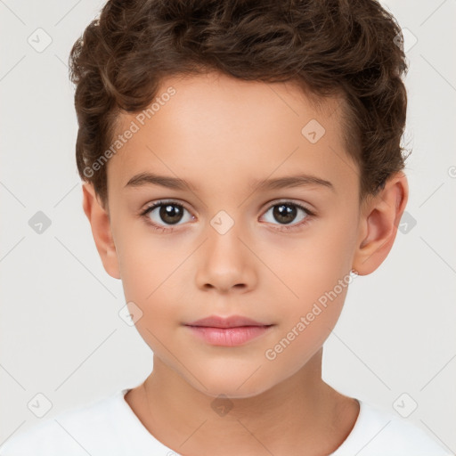 Neutral white child male with short  brown hair and brown eyes