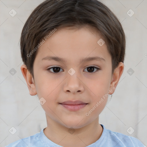 Neutral white child female with short  brown hair and brown eyes