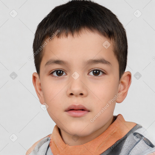 Neutral white child male with short  brown hair and brown eyes