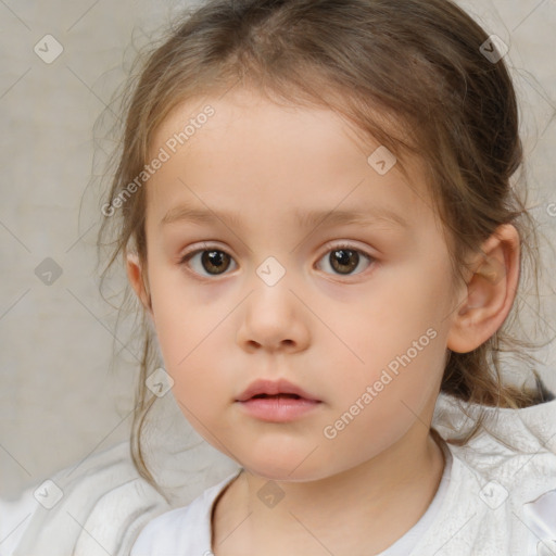 Neutral white child female with medium  brown hair and brown eyes