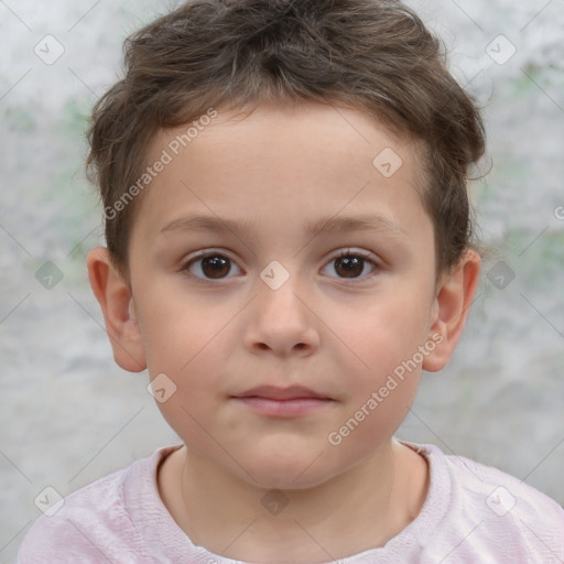 Neutral white child male with short  brown hair and brown eyes