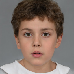 Neutral white child male with short  brown hair and brown eyes