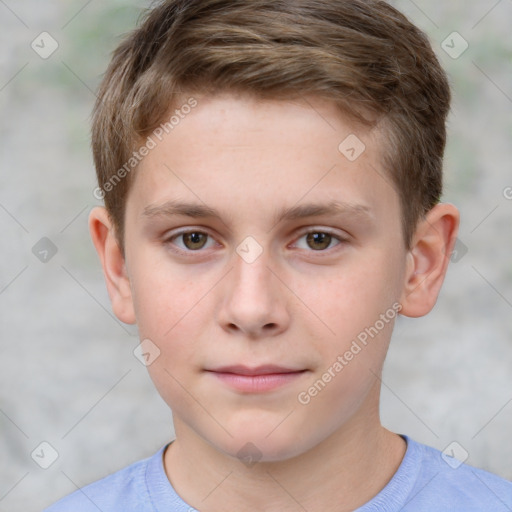 Neutral white child male with short  brown hair and brown eyes