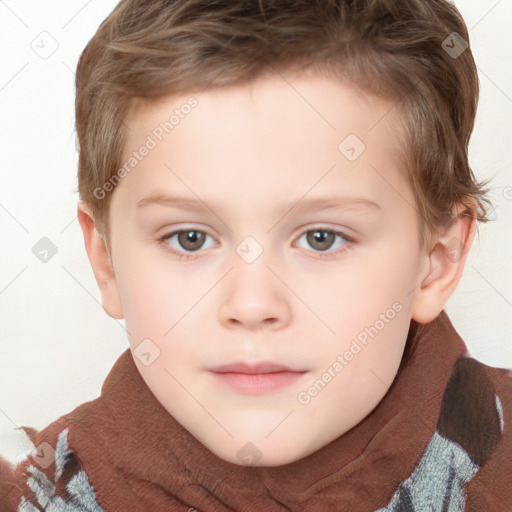 Neutral white child male with short  brown hair and brown eyes