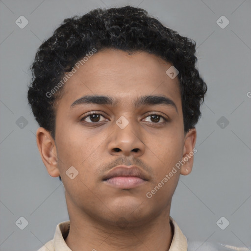 Neutral latino young-adult male with short  brown hair and brown eyes