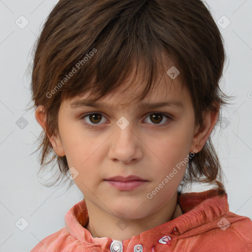 Neutral white child female with medium  brown hair and brown eyes