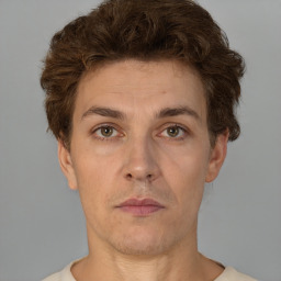 Neutral white adult male with short  brown hair and brown eyes