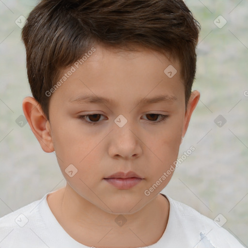 Neutral white child male with short  brown hair and brown eyes