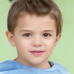 Neutral white child male with short  brown hair and brown eyes