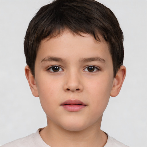 Neutral white child male with short  brown hair and brown eyes