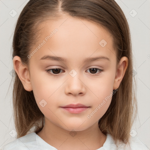 Neutral white child female with medium  brown hair and brown eyes