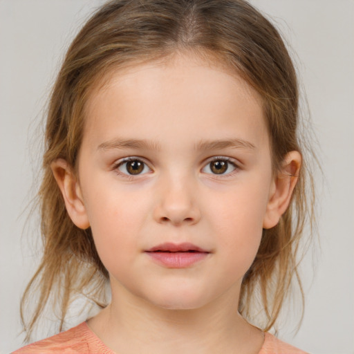 Neutral white child female with medium  brown hair and brown eyes