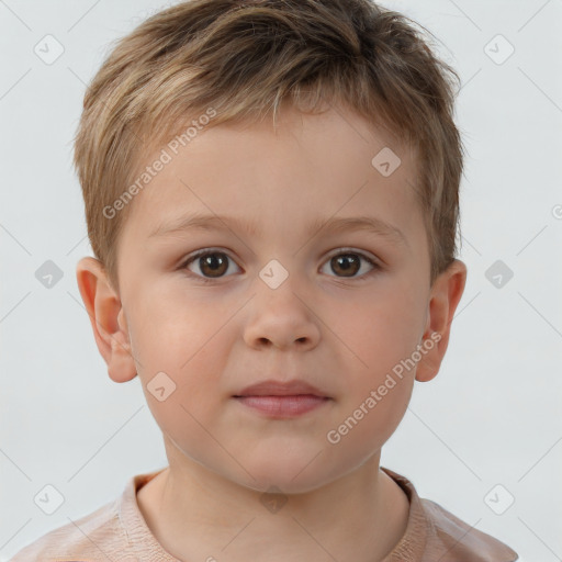 Neutral white child male with short  brown hair and brown eyes