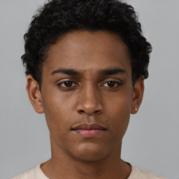 Neutral black young-adult male with short  brown hair and brown eyes