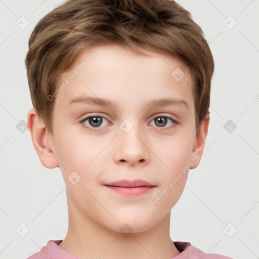 Neutral white child male with short  brown hair and brown eyes