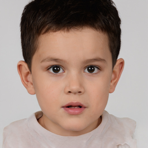 Neutral white child male with short  brown hair and brown eyes