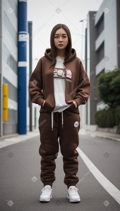 Japanese young adult female with  brown hair