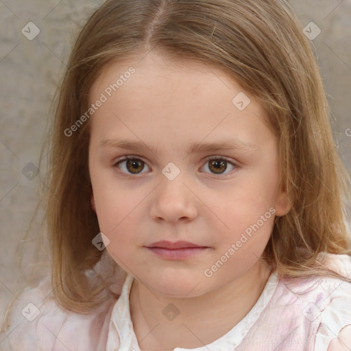 Neutral white child female with medium  brown hair and brown eyes