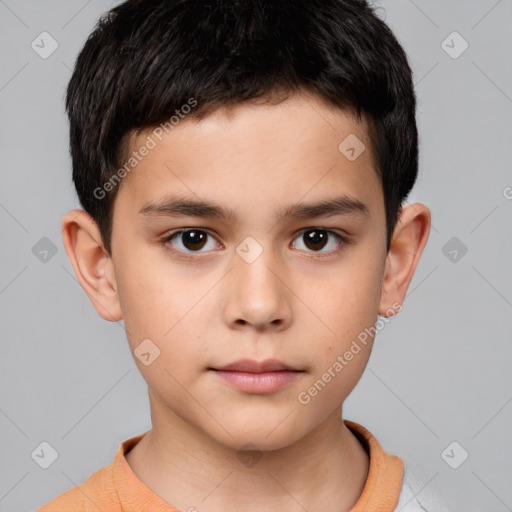 Neutral white child male with short  brown hair and brown eyes