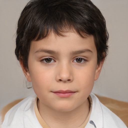 Neutral white child male with medium  brown hair and brown eyes