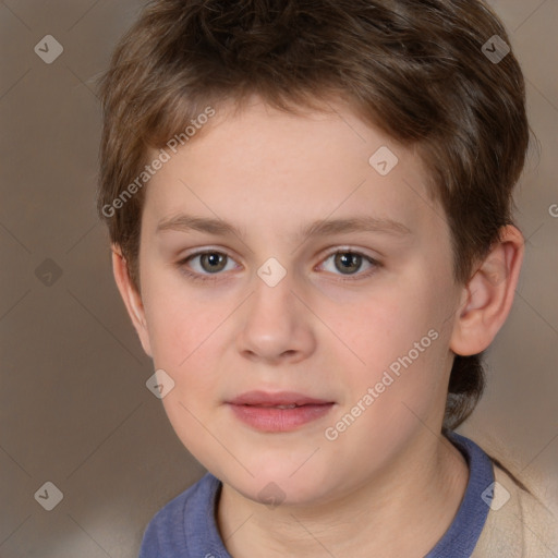 Neutral white child male with short  brown hair and brown eyes