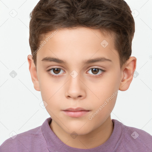 Neutral white child male with short  brown hair and brown eyes