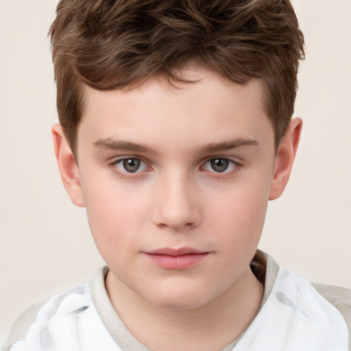 Neutral white child male with short  brown hair and brown eyes