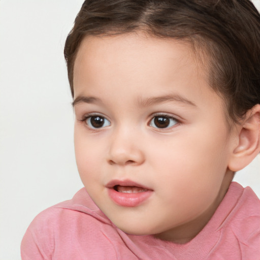 Neutral white child female with short  brown hair and brown eyes