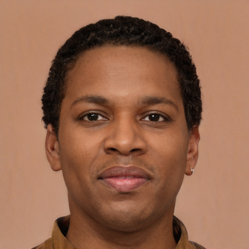 Neutral latino young-adult male with short  brown hair and brown eyes